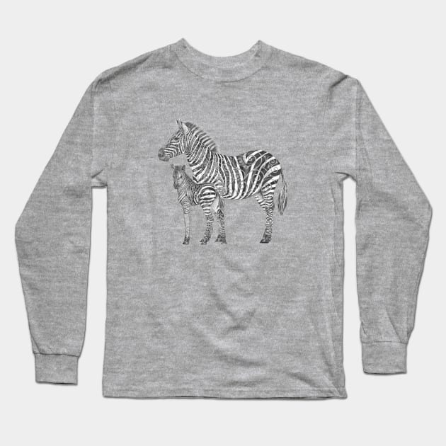 Swirly Zebra Family Long Sleeve T-Shirt by VectorInk